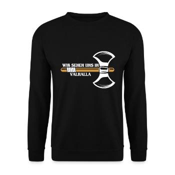 Wir sehen uns in Valhalla - Unisex Pullover - Schwarz - Vorne - Alina (178cm) & Michal (187cm)