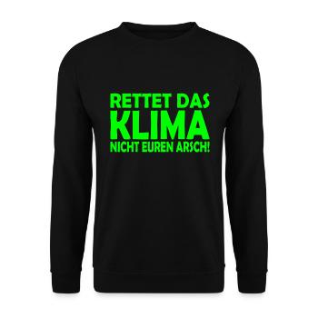 Klima retten - Unisex Pullover - Schwarz - Vorne - Alina (178cm) & Michal (187cm)