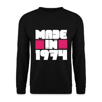 Fabriqué en 1974 Anniversaire Vintage 74 Cadeau - Sweat-shirt Unisexe - noir - Devant - Alina (178cm) & Michal (187cm)