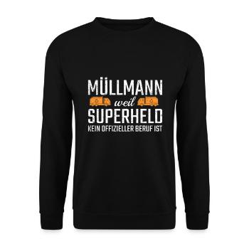 Garbage Man Superhero - Unisex Sweatshirt - black - Front - Alina (178cm) & Michal (187cm)