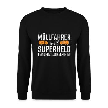 Garbage Driver Superhero - Unisex Sweatshirt - black - Front - Alina (178cm) & Michal (187cm)