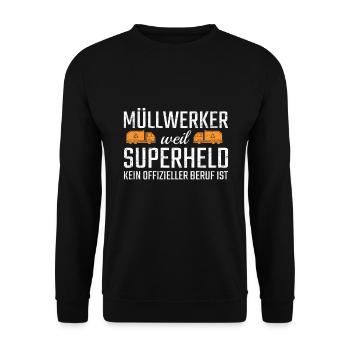 Garbage Worker Superhero - Unisex Sweatshirt - black - Front - Alina (178cm) & Michal (187cm)