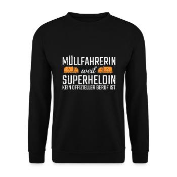 Garbage Driver Superheroine - Unisex Sweatshirt - black - Front - Alina (178cm) & Michal (187cm)
