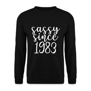 frech seit 1983, Geschenk zum 40. Geburtstag 40 Jahre alt - Unisex Pullover - Schwarz - Vorne - Alina (178cm) & Michal (187cm)
