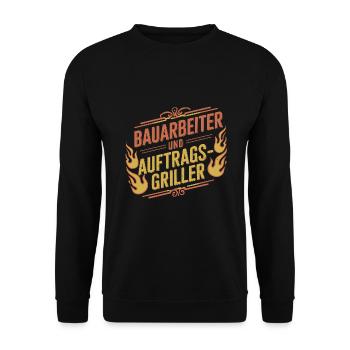 Bauarbeiter und Auftragsgriller - Unisex Pullover - Schwarz - Vorne - Alina (178cm) & Michal (187cm)