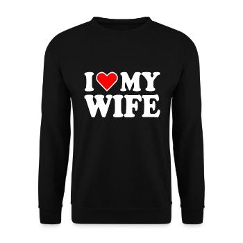 I love my wife - Unisex Pullover - Schwarz - Vorne - Alina (178cm) & Michal (187cm)