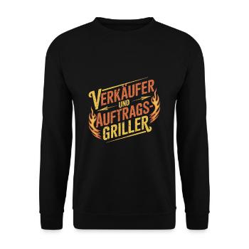Verkäufer und Auftragsgriller BBQ Grillen - Unisex Pullover - Schwarz - Vorne - Alina (178cm) & Michal (187cm)