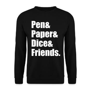 Pen & Paper & Dice & Friends. Cadeau RPG - Sweat-shirt Unisexe - noir - Devant - Alina (178cm) & Michal (187cm)