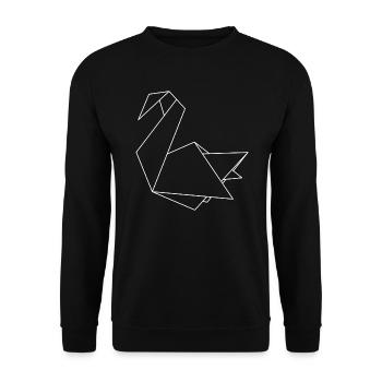 Origami Schwan - Unisex Pullover - Schwarz - Vorne - Alina (178cm) & Michal (187cm)