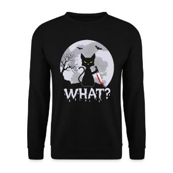 Drôle méchant couteau de chat what humour noir - Sweat-shirt Unisexe - noir - Devant - Alina (178cm) & Michal (187cm)