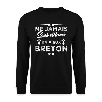Ne jamais sous estimer un vieux Breton - Sweat-shirt Unisexe - noir - Devant - Alina (178cm) & Michal (187cm)