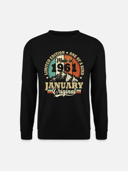 Geburtstagsgeschenk Januar 1961 Vintage Retro - Unisex Pullover - Schwarz