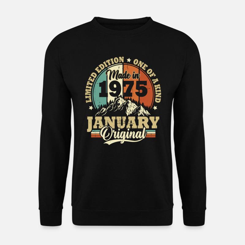 Geburtstagsgeschenk Januar 1975 Vintage Retro - Unisex Pullover - Schwarz
