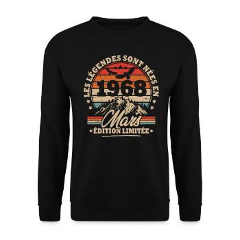 Cadeau D'anniversaire Nées En Mars 1968 - Sweat-shirt Unisexe - noir - Devant - Alina (178cm) & Michal (187cm)