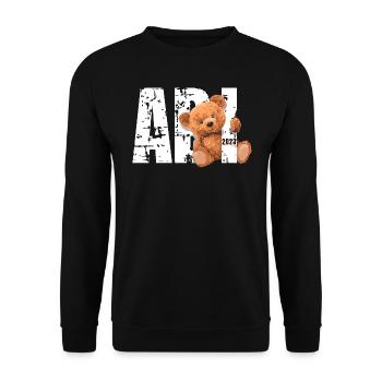 Abschlussshirt 2023 mit Bär Teddybär Geschenk - Unisex Pullover - Schwarz - Vorne - Alina (178cm) & Michal (187cm)