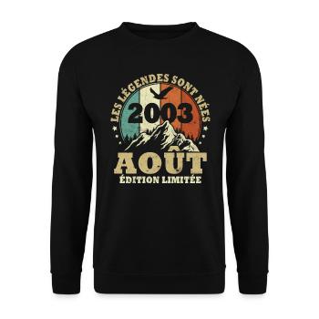 Vintage août 2003 vintage cadeau anniversaire - Sweat-shirt Unisexe - noir - Devant - Alina (178cm) & Michal (187cm)