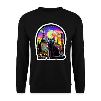 Chat Oriental Psychédélique - Sweat-shirt Unisexe - noir - Devant - Alina (178cm) & Michal (187cm)