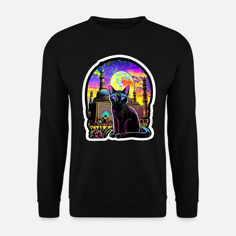 Oriental Cat Psychedelic - Unisex Sweatshirt - black