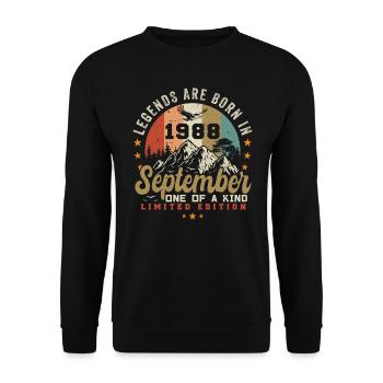 Septembre 1988, né en 1988 - Sweat-shirt Unisexe - noir - Devant - Alina (178cm) & Michal (187cm)