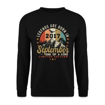 September 2017, born in September 2017 - Unisex Sweatshirt - black - Front - Alina (178cm) & Michal (187cm)