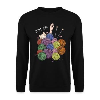 I'm Ok Crochet & Knitting Funny crochet knitting - Unisex Sweatshirt - black - Front - Alina (178cm) & Michal (187cm)