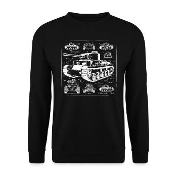 tank wireframes design for the army lovers - Unisex Sweatshirt - black - Front - Alina (178cm) & Michal (187cm)