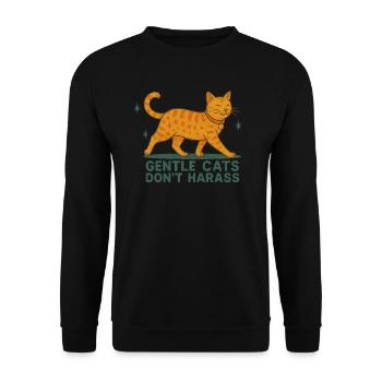 Gentle Cats Don't Harass – Statement Cat Shirt - Unisex Pullover - Schwarz - Vorne - Alina (178cm) & Michal (187cm)