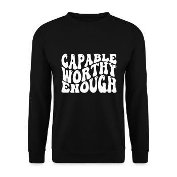 Capable Assez Digne Amour de Soi Inspirant - Sweat-shirt Unisexe - noir - Devant - Alina (178cm) & Michal (187cm)