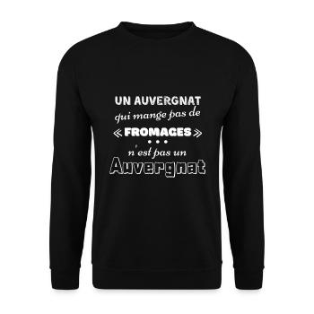 Auvergnat, humour, fromage - Sweat-shirt Unisexe - noir - Devant - Alina (178cm) & Michal (187cm)