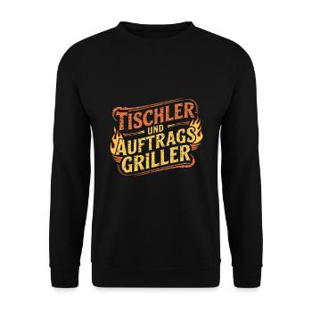 Tischler und Auftragsgriller - Unisex Pullover - Schwarz - Vorne - Alina (178cm) & Michal (187cm)