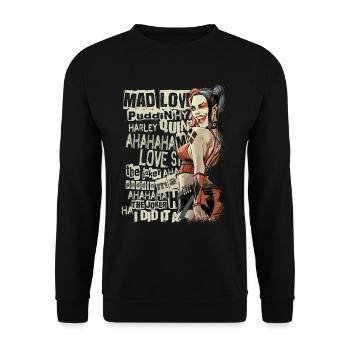 Harley Quinn Augenzwinkern - Unisex Pullover - Schwarz - Vorne - Alina (178cm) & Michal (187cm)