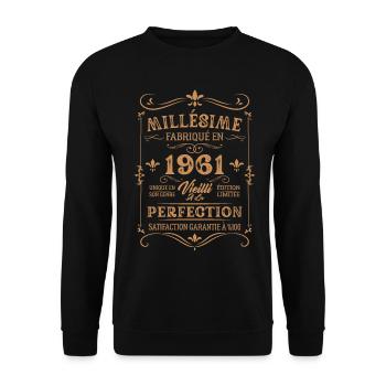 Cadeau D'anniversaire Millésime Fabriqué En 1961 - Sweat-shirt Unisexe - noir - Devant - Alina (178cm) & Michal (187cm)