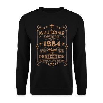 Cadeau D'anniversaire Millésime Fabriqué En 1954 - Sweat-shirt Unisexe - noir - Devant - Alina (178cm) & Michal (187cm)