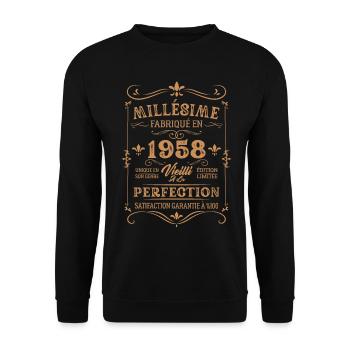 Cadeau D'anniversaire Millésime Fabriqué En 1958 - Sweat-shirt Unisexe - noir - Devant - Alina (178cm) & Michal (187cm)