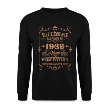 Cadeau D'anniversaire Millésime Fabriqué En 1969 - Sweat-shirt Unisexe - noir - Devant - Alina (178cm) & Michal (187cm)