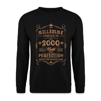 Cadeau D'anniversaire Millésime Fabriqué En 2000 - Sweat-shirt Unisexe - noir - Devant - Alina (178cm) & Michal (187cm)