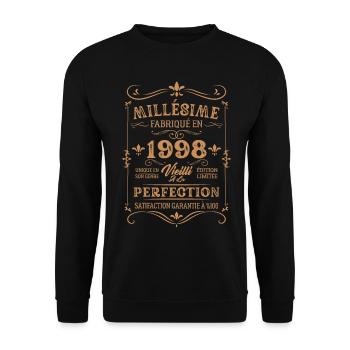 Cadeau D'anniversaire Millésime Fabriqué En 1998 - Sweat-shirt Unisexe - noir - Devant - Alina (178cm) & Michal (187cm)