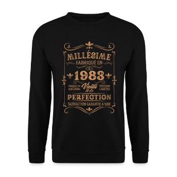 Cadeau D'anniversaire Millésime Fabriqué En 1983 - Sweat-shirt Unisexe - noir - Devant - Alina (178cm) & Michal (187cm)
