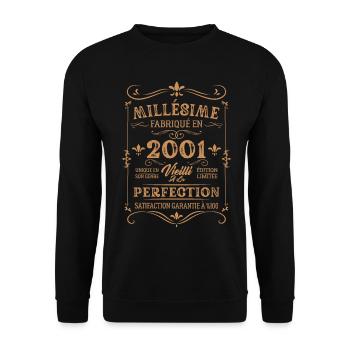 Cadeau D'anniversaire Millésime Fabriqué En 2001 - Sweat-shirt Unisexe - noir - Devant - Alina (178cm) & Michal (187cm)