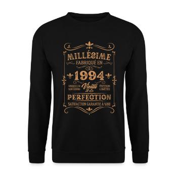 Cadeau D'anniversaire Millésime Fabriqué En 1994 - Sweat-shirt Unisexe - noir - Devant - Alina (178cm) & Michal (187cm)
