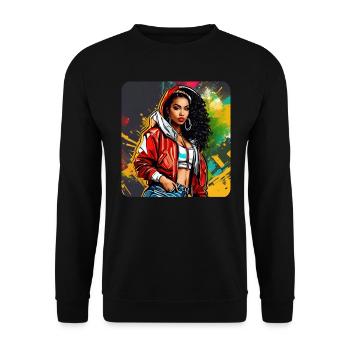 Cool Girl Graffiti Hip Hop Rap Skater 90s - Unisex Sweatshirt - black - Front - Alina (178cm) & Michal (187cm)