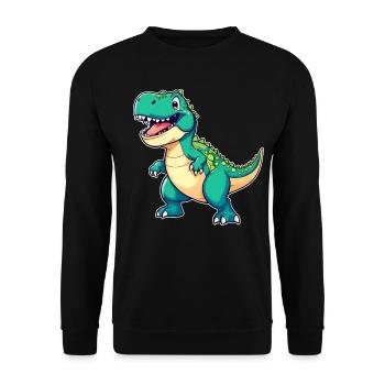 Niedlicher Dinosaurier - Unisex Pullover - Schwarz - Vorne - Alina (178cm) & Michal (187cm)
