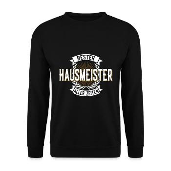 BESTER HAUSMEISTER ALLER ZEITEN - Unisex Pullover - Schwarz - Vorne - Alina (178cm) & Michal (187cm)