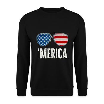 Merica USA Patriot Sonnenbrille Lustiges Geschenk - Unisex Pullover - Schwarz - Vorne - Alina (178cm) & Michal (187cm)