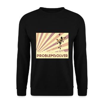 Bouldern Klettern Sportarten Turnhalle Wand - Unisex Pullover - Schwarz - Vorne - Alina (178cm) & Michal (187cm)