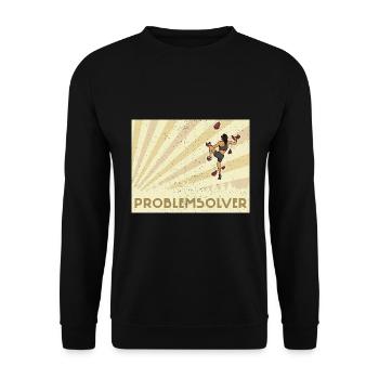 Bouldern Klettern Sportarten Turnhalle Wand - Unisex Pullover - Schwarz - Vorne - Alina (178cm) & Michal (187cm)