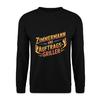Zimmermann und Auftragsgriller - Unisex Pullover - Schwarz - Vorne - Alina (178cm) & Michal (187cm)