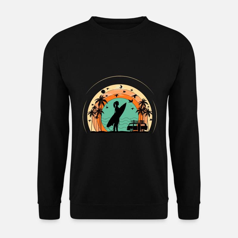 Surf retro sunset - Unisex Sweatshirt - black