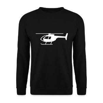 Hubschraubersymbol Form Symbol Silhouette. Flugzeug - Unisex Pullover - Schwarz - Vorne - Alina (178cm) & Michal (187cm)