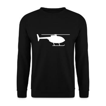 Hubschraubersymbol Form Symbol Silhouette. Flugzeug - Unisex Pullover - Schwarz - Vorne - Alina (178cm) & Michal (187cm)